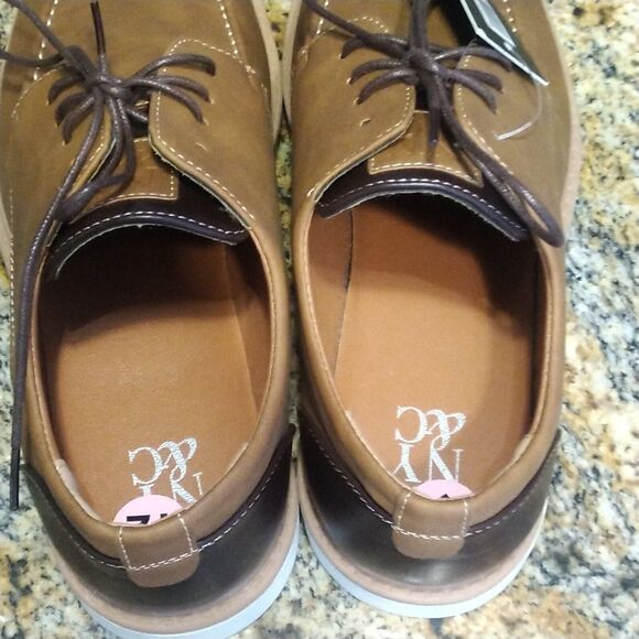 New York & Company Men's Casual Lace Up Leather Shoes Brown Size 12 NWT - Picture 10 of 12